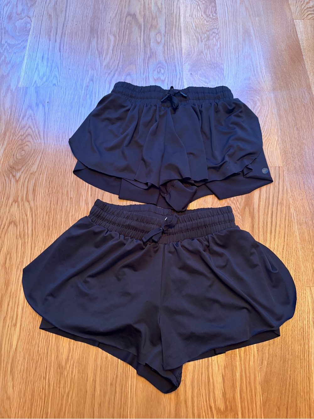 2 Pack Yogalicious Black Layered Athletic Shorts with Elastic Waist